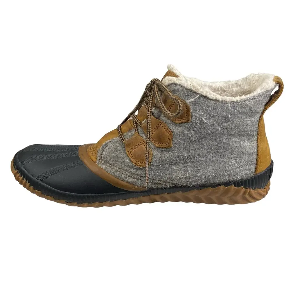 Sorel Women's Out N About Grey Leather Rain Duck Boot Size US 10 - Picture 2 of 11